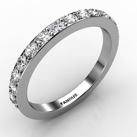 18k White Gold Wedding Band 0.585cts SKU: 0300723-18kw